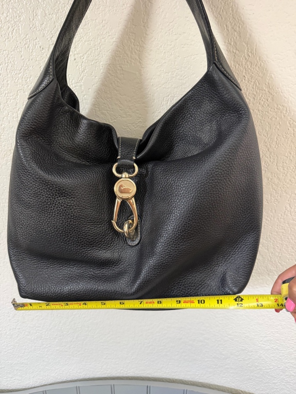 Black Leather Hobo Bag with Gold Hardware - Picture 4 of 4
